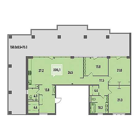 Пентхаус 236.1м²