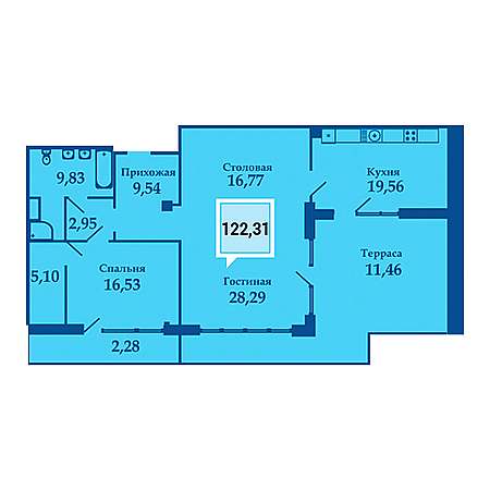 Пентхаус 122.31м²