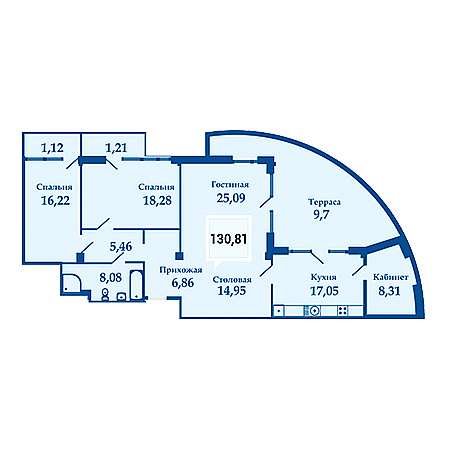 Пентхаус 130.81м²