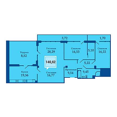 Пентхаус 140.62м²