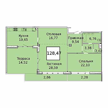 Пентхаус 128.47м²