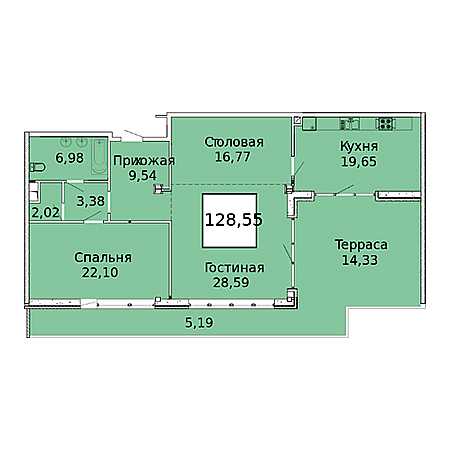 Пентхаус 128.55м²