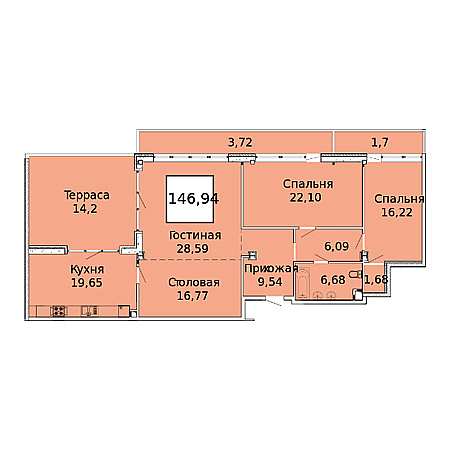 Пентхаус 146.94м²