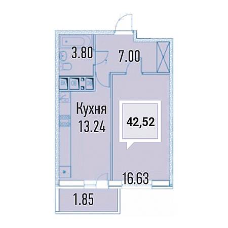 1 комнатная 42.52м²