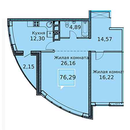 2 комнатная 76.29м²