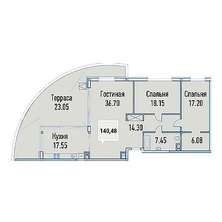 Пентхаус 140.48м²