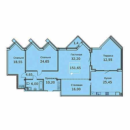 Пентхаус 151.65м²