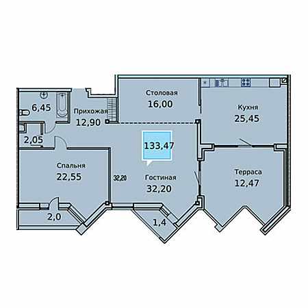 Пентхаус 133.47м²