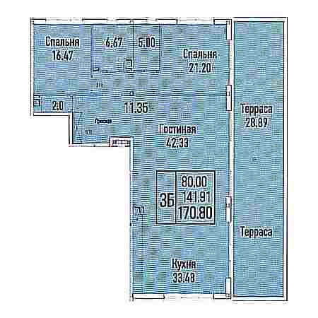 Пентхаус 170.8м²