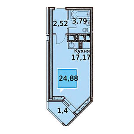 Студия 24.88м²