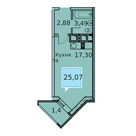 Студия 25.07м²