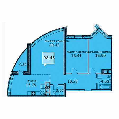 3 комнатная 98.48м²