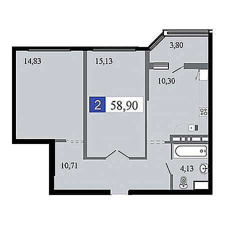 2 комнатная 58.9м²