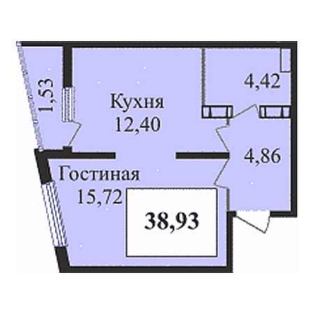 1 комнатная 38.93м²