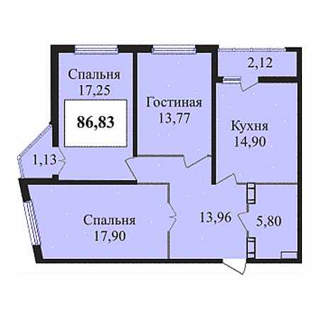 3 комнатная 86.83м²