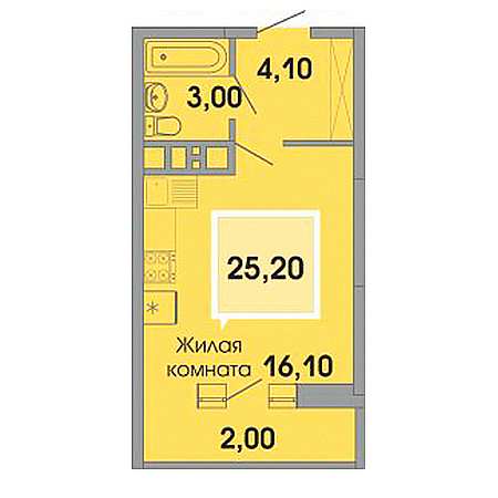 Студия 25.2м²