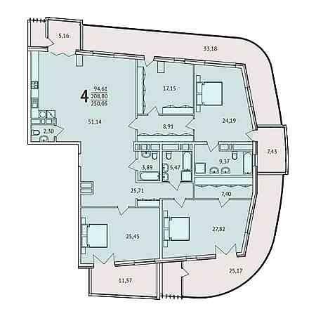 4+ комнат 250.05м²