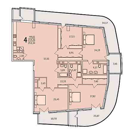 4+ комнат 253.34м²