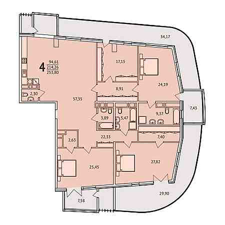 4+ комнат 253.8м²