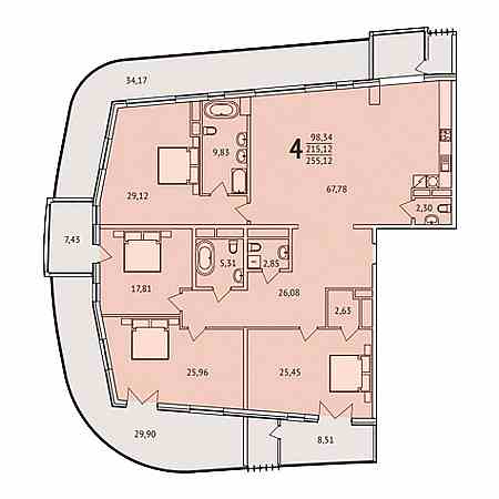 4+ комнат 255.12м²