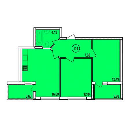 2 комнатная 57.11м²