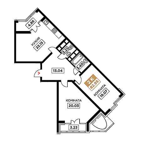 2 комнатная 82.95м²