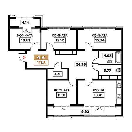 4+ комнат 111.8м²