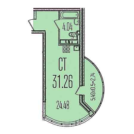 Студия 31.26м²