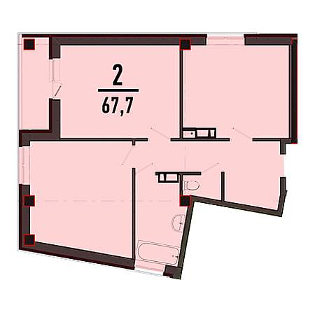 2 комнатная 67.7м²