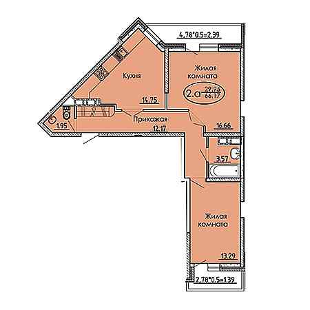 2 комнатная 66.17м²