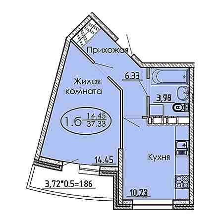 1 комнатная 37.33м²