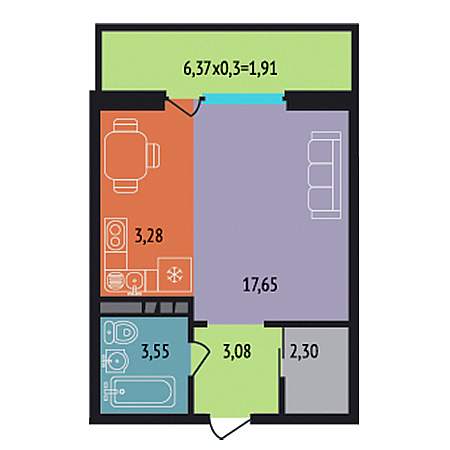 Студия 31.77м²