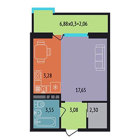 Студия 31.92м²