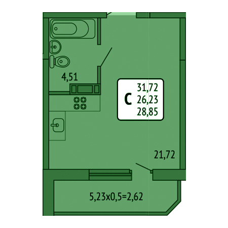 Студия 28.85м²