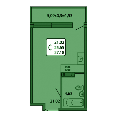 Студия 27.18м²