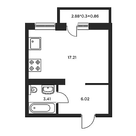 Студия 27.5м²