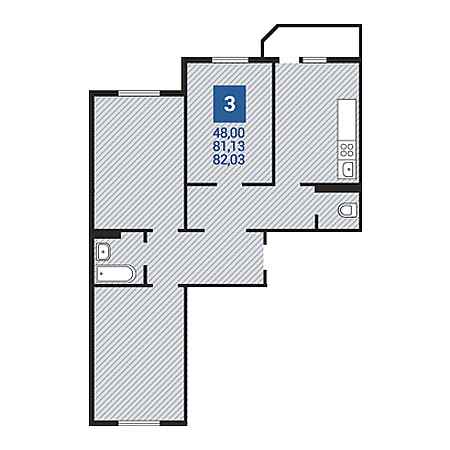 3 комнатная 82.03м²