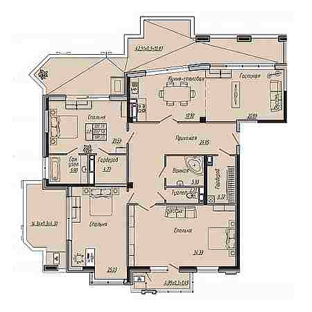 3 комнатная 191.2м²