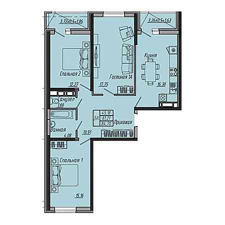 3 комнатная 84.7м²