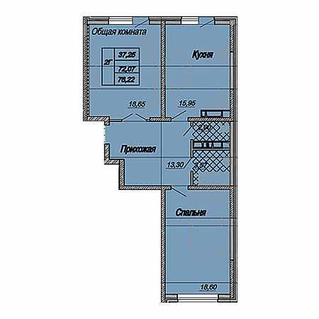 2 комнатная 76.22м²