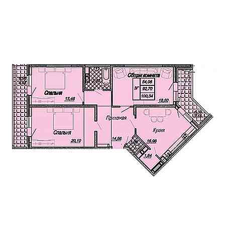 3 комнатная 100.34м²