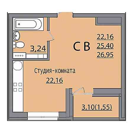 Студия 26.95м²