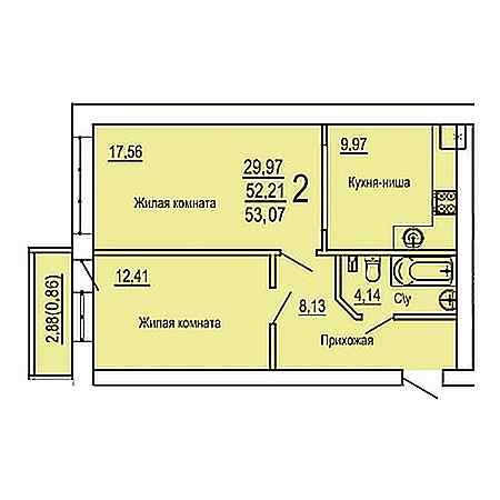 2 комнатная 53.07м²