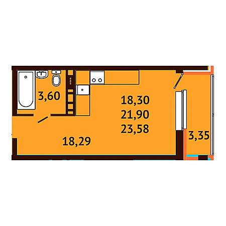 Студия 23.58м²