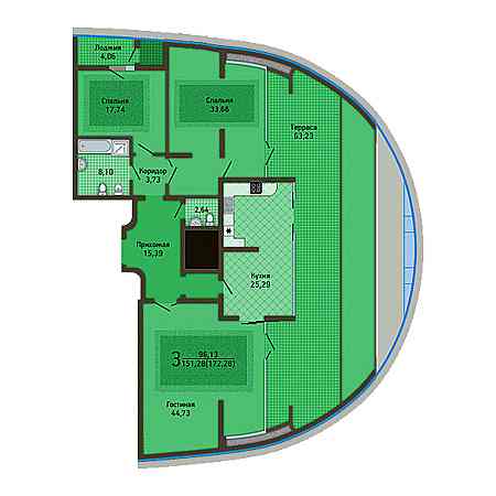 3 комнатная 151.28м²