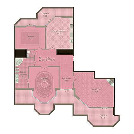 3 комнатная 187.7м²