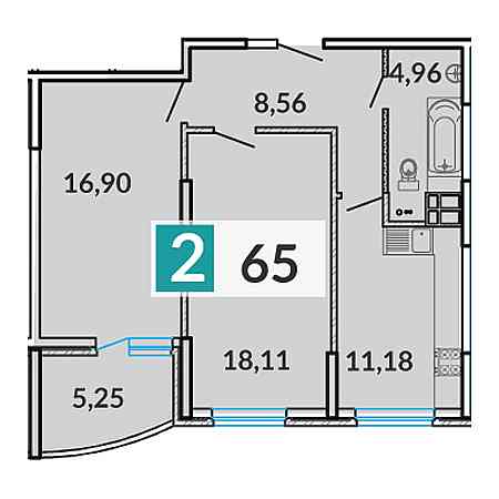 2 комнатная 65м²