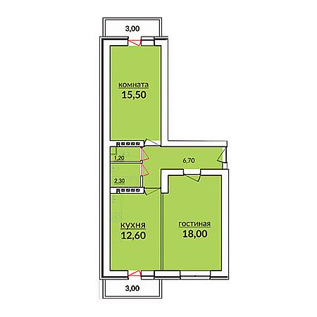 2 комнатная 62.3м²