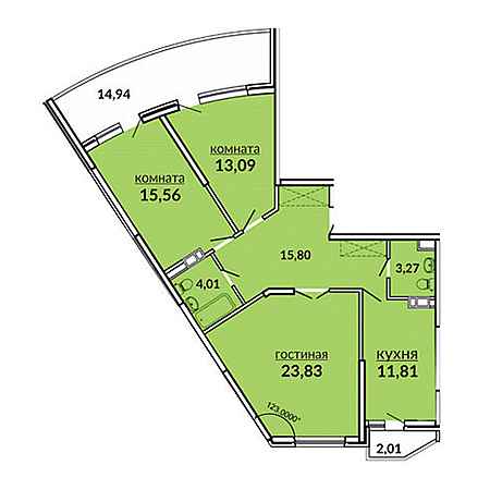 3 комнатная 104.32м²