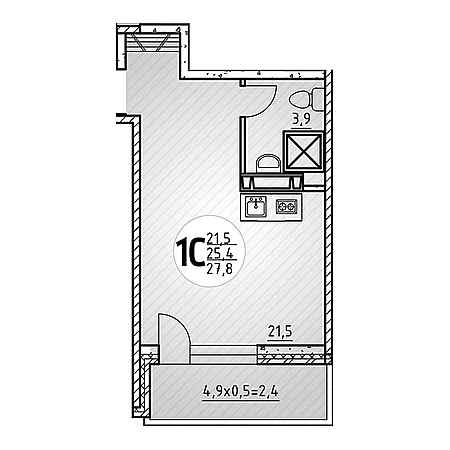 Студия 27.8м²